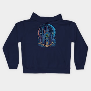 Gothic Church at Night Time Kids Hoodie